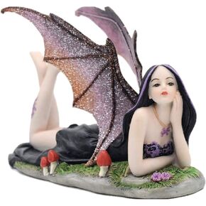 Comfy Hour Fairyland Collection 9" Reading Book Dark Fairy Witch Figurine, Home Decoration and Collectibles, Polyresin
