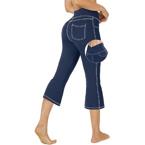 G4Free Bootcut Capri Yoga Pants with 4 Pockets for Women Summer Tummy Control High Waist Capris