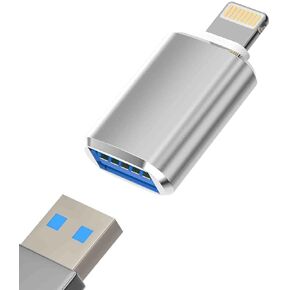 OTG Adapter Compatible with iPhone Lightning Male to USB Female Data Sync 13 11 12pro max Mini Xr X xs 8 7 se Plus for iPad Air,Camera,Card Reader,USB3.0 Flash Drive,Mouse,Keyboard,Hub,MIDI