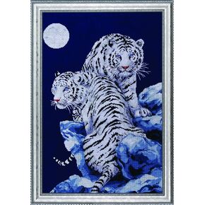 Design Works Crafts Tobin SNT-IC2R-10 Moonlit Tigers Counted Cross Stitch Kit-16"X23" 14 Count