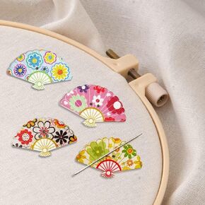 4 Pcs Random color Chroma Fan Needle Minder，Magnetic Pin Holder for Cross Stitch, Needlework and Embroidery Accessories，Magnetic Needle Nanny Cross-Stitch