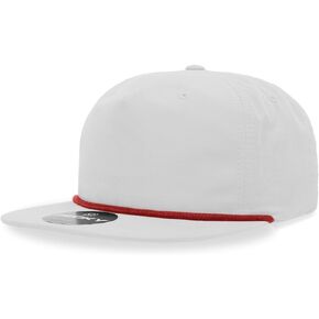 DECKY Standard 5 Panel High Profile Relaxed Cotton Blend Rope Hat, White/Red