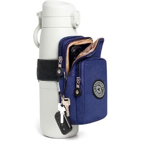 Adjustable Water Bottle Pouch with Phone Holder & Wallet, Gym Versatile Sleeve Bag for Sports & Daily Use, Water Bottle Caddy for Men & Women Compatible with 20-40 oz