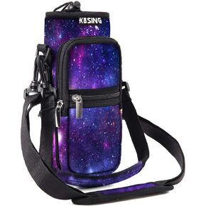 Water Bottle Carrier Holder Sling Bag Sleeve 25oz 32oz Crossbody Water Bottle Case Cover with Strap Pockets for Men/Women Boys Girls Walking Hiking Camping School (32 oz, BS32-06)