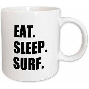 3dRose Coffee Mug, Size - 11oz - Eat Sleep Surf - fun surfing enthusiast - surfer passion - black text Eat Sleep series - funny coffee cup gift