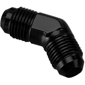 Aluminum Oil Fitting 45 Degree Elbow -3 AN Male to -3AN Male Flare Union Fuel Fitting, AN3 Male Coupler Coupling, Black
