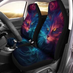 Car Seat Cover, 3D Blue Orange Cat Print Auto Seat Protector Breathable Front Seat Cover Set, SUV/Truck/Van/Car Universal Seat Covers, Set of 2