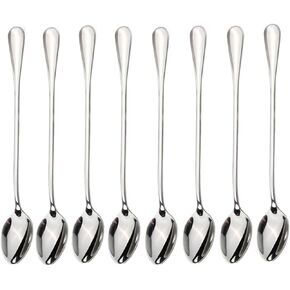 Long-handled ice tea spoon, cocktail stir spoons, stainless steel coffee spoons, ice cream scoop Set of 8