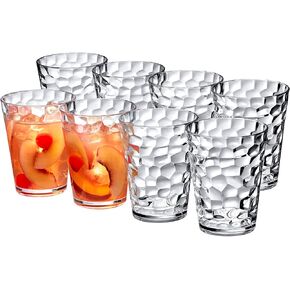 Amazing Abby - Iceberg - 16-Ounce Plastic Tumblers (Set of 8), Plastic Drinking Glasses, All-Clear Reusable Plastic Cups, Stackable, BPA-Free, Shatter-Proof, Dishwasher-Safe