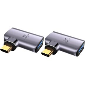 2 pcs Type-C to USB Type C Magnetic Connector Male to Female 90 Degree Left Right Angled 15W Power Data 10gbps Adapter for Laptop， Phone (Center Bend)