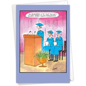 NobleWorks - 1 Funny Graduation Notecard with Envelope - College School Humor, Cartoon Card for Graduates - Always P-rn 3801