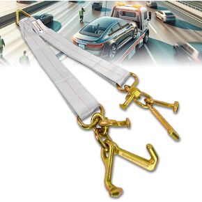 أشرطة السحب لجام على شكل حرف V مع خطافات عنقودية RTJ | حزام على شكل حرف V مقاس 3 × 24 بوصة لشاحنة السيارة، واستعادة هادم | حمل عمل بوزن 5400 رطل | أشرطة سحب شديدة التحمل مع خطافات للسحب والانتعاش