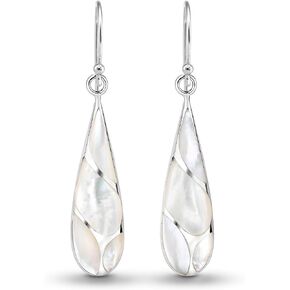 AeraVida Timeless Teardrop .925 Sterling Silver Earrings with Mother of Pearl | Dangle Earrings for Women | Anniversary Jewelry Gift