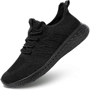 أحذية مشي نسائية للسيدات سهلة الارتداء أحذية رياضية للتنس خفيفة الوزن قابلة للتنفس ونعل ناعم شبكي للعمل رياضي أسود 8 in Kuwait