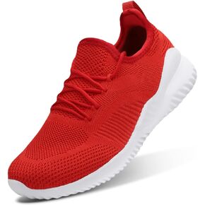 Slip On Sneakers for Women-Fashion Sneakers Walking Shoes Non Slip Lightweight Breathable Mesh Running Shoes Comfortable Red 10.5
