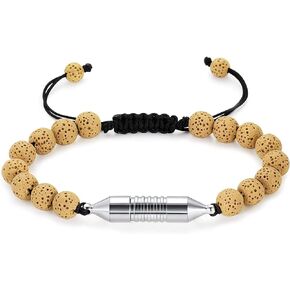 Lava Urn Bracelet for Ashes for Women Men Cylinder Cremation Keepsakes for Ashes Stainless Steel Adjustable Urn Bracelet Jewelry for Ashes of Loved Ones