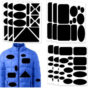 9 Sheets Down Jacket Repair Patch, Self Adhesive Repair Patches for Clothes Multiple Shapes & Sizes Blank Clothing Repair Patch Kit for Outerwear Bags Backpacks Tent Puffer Jackets Coats (Black)