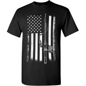 American Flag Fishing T-Shirt, Funny Mens Fishing Shirts, Mens Graphic T-Shirts