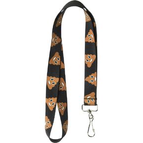 Buckle-Down Lanyard - Emoji Accessory, Emoji Poopy Face Scattered Black/Brown, Standard