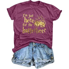 Magical Shirts for Women I'm Just Here for The Butterbeer Shirt Magic Shirt Witch Tees Vacation Tops