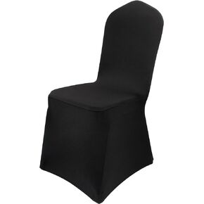 Stretch Spandex Chair Cover Black Polyester Chair Slipcovers Dining Living Room Universal Fitted Chair Slipcovers Protector for Wedding Party Holidays Banquet Celebration