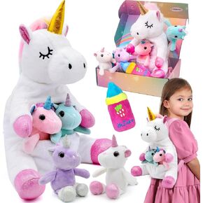 Unicorns Gifts for Girls Unicorn Stuffed Animals Unicorn Plush Toys Mommy Unicorn with 4 Babies Valentines Christmas Birthday Gifts for Girls Kids Toys Age 4 5 6 7 8+ Year Old