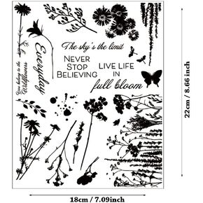 1pc Live Life in Full Bloom Flower Leaves Background Clear Stamp for Card Making Decoration and Scrapbooking