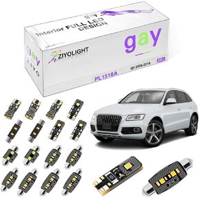 PL1518A - (20 Bulbs) LED Interior Light Kit Package Replacement for AUDI Q5 2009-2016 + License Plate Light Bulbs Package, White Dome Lights Upgrade Error Free