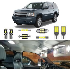 15PCS White LED Interior Light Kit Package for Chevrolet Chevy Tahoe/Suburban, GMC Yukon 2007 2008 2009 2010 2011 2012 2013 2014 + Side Mirror Puddle + License Plate Lights and Install Tool