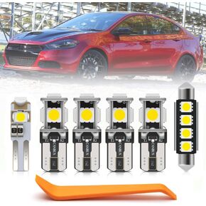 11pcs LED Interior Lights Bulb Kit for Dodge Dart 2013 2014 2015 2016 Map Dome Trunk Vanity Mirror License Plate Lights Super Bright 6000K Interior LED Light Bulbs + Install Tool