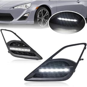 FRS LED Daytime Running Light Kits DRL Bezels for 2013 2014 2015 2016 Scion FR-S High Power Xenon White LED DRL/Fog Lighting with Black Bezels Replace OEM#SU00301518 SU00301519