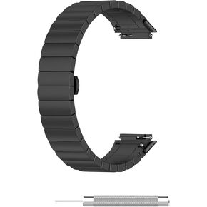 Metal Watch Band Compatible with Amzhero Runfit D26 /FITVII Slim Fitness Tracker 1.47 inch Bands 16mm Watch Strap Solid Stainless Steel Link Wristband