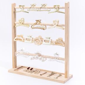 منظم مشبك مخالب، منظم مشبك شعر خشبي للنساء والفتيات، منظم مشبك شعر على الطاولة (أبيض) in Kuwait