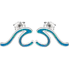 925 Sterling Silver Opal Ocean Wave Stud Earrings, Nickel Free Hypoallergenic for Sensitive Skin, Ocean Jewelry for Women, Gift Box Included