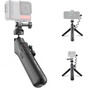 PGYTECH CapLock MantisPod Power, Battery Grip Handle Mount for Insta360 X3, Charging Selfie Vlog Attachment Tripod Monopod with CapLock Action Camera and 1/4" Adapter, 5000mAh Power Stick for Phone