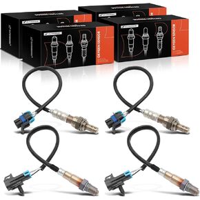 A-Premium O2 Oxygen Sensor Compatible with Chevrolet Silverado 1500 2008-2013 & GMC Sierra 1500 2008-2013 & Buick Lucerne 2006-2011 & Cadillac DTS & Hummer H2, Upstream & Downstream, 4-PC Set