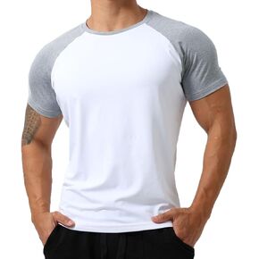Mens Gym Muscle Short Sleeve Sweat Workout Shirts Quick Dry Stretchy Athletic T-Shirts for Men T77