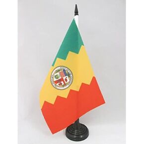 AZ FLAG Los Angeles Table Flag 5'' x 8'' - Los Angeles City - California Desk Flag 21 x 14 cm - Black Plastic Stick and Base