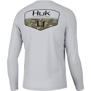 HUK Men's Pursuit Pattern Crew Sleeve, Performance Shirt