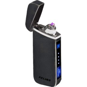 Electric Lighter Dual Arc Lighter Outdoor Windproof Lighters USB Rechargeable-Flameless-Plasma Cool Lighters for Camping, Hiking, Adventure, (Black)