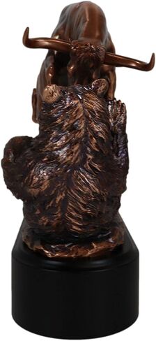 Ebros Wall Street Stock Market Charging Bull Trouncing Bear Statue with Pedestal Base Bronze Electroplated Resin Sculpture of Bull VS Bear Ideal Gifts for Financial Investment Managers Investor in Saudi Arabia