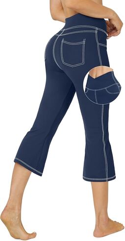 G4Free Bootcut Capri Yoga Pants with 4 Pockets for Women Summer Tummy Control High Waist Capris in Saudi Arabia