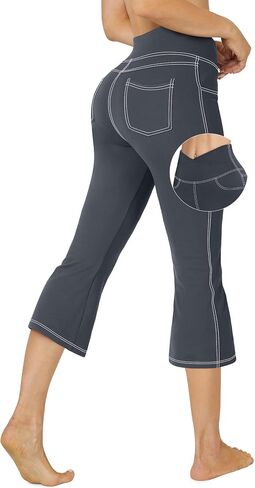 G4Free Bootcut Capri Yoga Pants with 4 Pockets for Women Summer Tummy Control High Waist Capris in Saudi Arabia