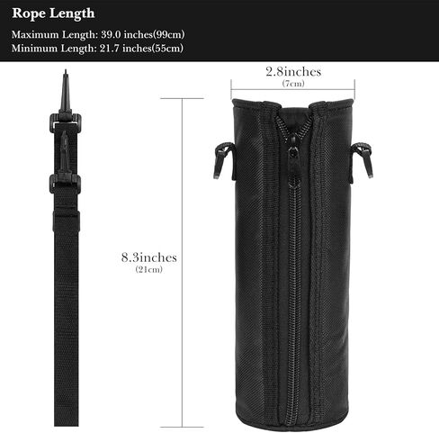 Linkidea Slim Water Bottle Holder Compatible with Hydro Flask Standard Mouth 18/21/24oz, IRON°Flask Narrow Mouth, Contigo, Hard Base Water Bottles Sling Carrier Bag Keeps Bottle Upright, Black in Saudi Arabia