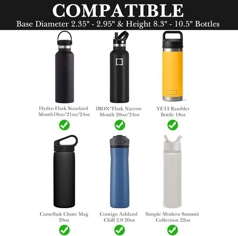 Linkidea Slim Water Bottle Holder Compatible with Hydro Flask Standard Mouth 18/21/24oz, IRON°Flask Narrow Mouth, Contigo, Hard Base Water Bottles Sling Carrier Bag Keeps Bottle Upright, Black in Saudi Arabia
