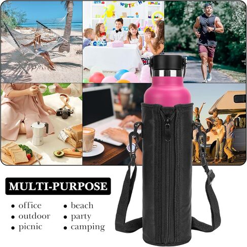 Linkidea Slim Water Bottle Holder Compatible with Hydro Flask Standard Mouth 18/21/24oz, IRON°Flask Narrow Mouth, Contigo, Hard Base Water Bottles Sling Carrier Bag Keeps Bottle Upright, Black in Saudi Arabia