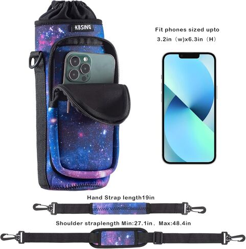 Water Bottle Carrier Holder Sling Bag Sleeve 25oz 32oz Crossbody Water Bottle Case Cover with Strap Pockets for Men/Women Boys Girls Walking Hiking Camping School (32 oz, BS32-06) in Saudi Arabia