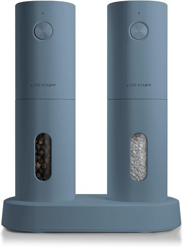 LARS NYSØM Electric Salt and Pepper Grinder Set I Automatic Salt and Pepper Mills with Adjustable Ceramic Grinder I USB Rechargeable Electric Spice Grinder Set (Black/White) in Saudi Arabia