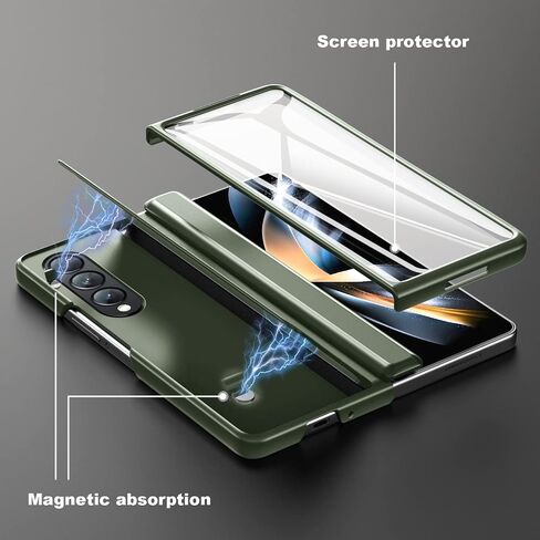 for Samsung Z Fold 4 Case: [Hidden Kickstand] [Wireless Charging], Full Body Hinge Protection Slim Case, Built-in Screen Protector Phone Stand Case for Samsung Galaxy Z Fold 4 5G Black in Saudi Arabia