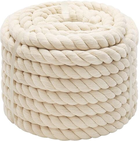 Large Twisted Cotton Rope 1 Inch x 25 Feet Strong Cotton Cord for Crafts Gardening Hammock Home Decorating, Pet Toys,Tug of War Rope in Saudi Arabia